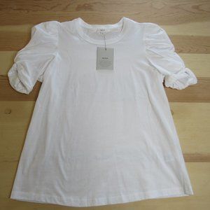 A.L.C Kati Puff Short Sleeve Round Neck Cotton Dressy Tee White Women's M NWT